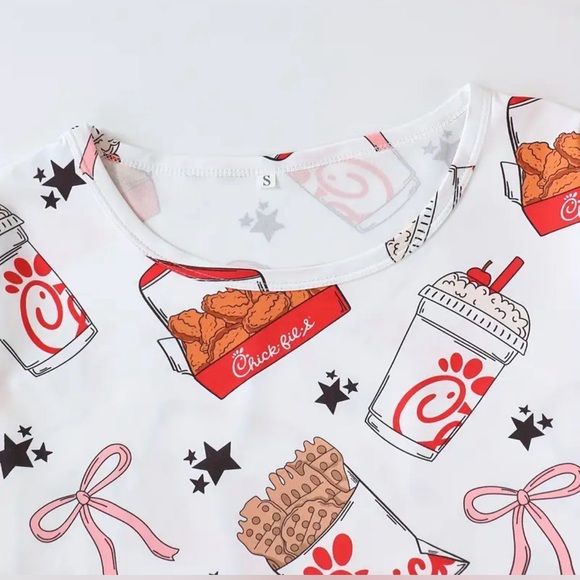 Chick-Fil-A Pajama Set - Funny Food Print Sleepwear | Soft Comfy PJs Adult small - Picture 3 of 10